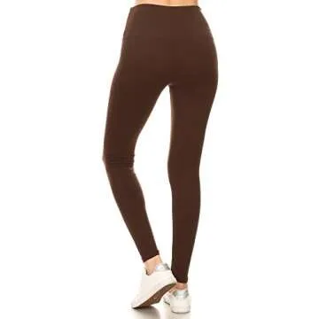 Leggings Depot Women's Yoga High Waisted Solid Leggings Pants-5" Yoga, Brown, One Size