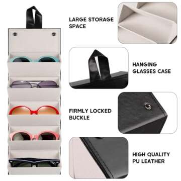 SZYMWS Sunglasses Case Organizer 5 Slot Travel Glasses Case Multiple Sunglasses Holder Organizer Eye...