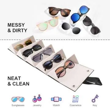 SZYMWS Sunglasses Case Organizer 5 Slot Travel Glasses Case Multiple Sunglasses Holder Organizer Eyeglasses Storage Box (Black+Grey)