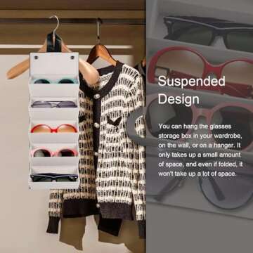 SZYMWS Sunglasses Case Organizer 5 Slot Travel Glasses Case Multiple Sunglasses Holder Organizer Eyeglasses Storage Box (Black+Grey)