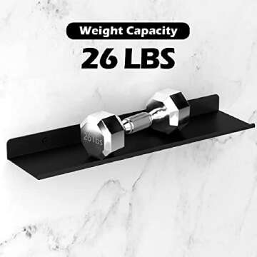 Benzoyl Black Floating Shelves, Home Decor Metal Wall Shelf Decorative Wall Mounted Picture Ledge Shelf for Storage Bedroom Bathroom Kitchen Living Room Office 16.14 inch - 2 Set