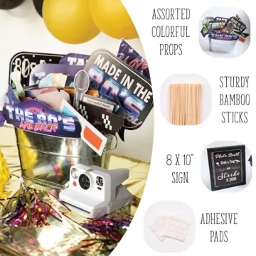 80s Photo Booth Props - Fun 41-pc Kit for Themed Parties
