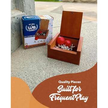WE Games Metal Jacks Set – Classic Jacks Game with 2 Red Balls in Keepsake Wooden Box – Nostalgi...