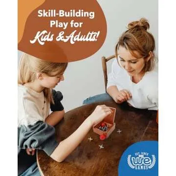 WE Games Metal Jacks Set – Classic Jacks Game with 2 Red Balls in Keepsake Wooden Box – Nostalgic Floor Game for The Whole Family