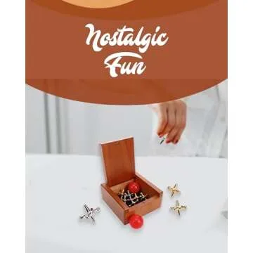 WE Games Metal Jacks Set – Classic Jacks Game with 2 Red Balls in Keepsake Wooden Box – Nostalgic Floor Game for The Whole Family