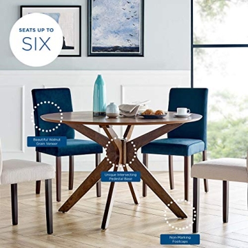 Modway Crossroads 47" Round Walnut Dining Table for Every Occasion