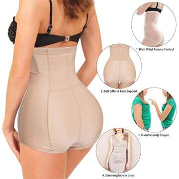 BRABIC Women High Waist Control Panties Postpartum Belly Girdle Slimming Underwear Butt Lifter Shapewear (Beige, L (waist 28.3"-31.5"))