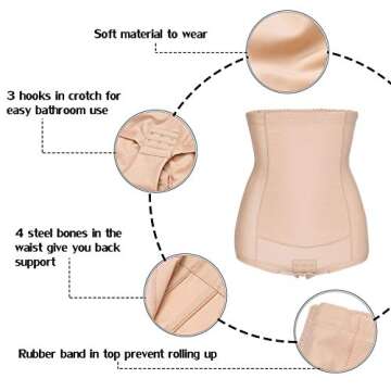 BRABIC Women High Waist Control Panties Postpartum Belly Girdle Slimming Underwear Butt Lifter Shapewear (Beige, L (waist 28.3"-31.5"))