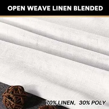 PrinceDeco White Linen Curtains 108 Inch Length 2 Panels Set, Rod Pocket Curtains for Living Room, Light Filtering Curtains for Bedroom/Living Room Energy Saving Vertical Drapes