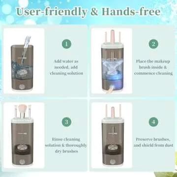 Tpsofy Electric Makeup Brush Cleaner Machine, Ultimate Efficient Automatic Cleaner for All Types of Makeup Brushes- Black