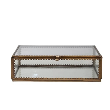 Creative Co-Op Brass Glass Display Box Antique Finish