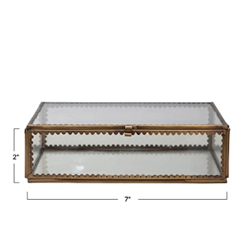 Creative Co-Op Brass Glass Display Box Antique Finish