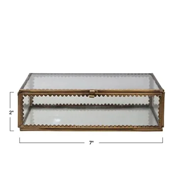 Creative Co-Op Brass Glass Display Box Antique Finish