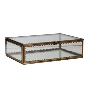 Creative Co-Op Brass Glass Display Box Antique Finish