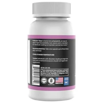 Proferrin Clear Heme Iron Supplement, 90 Capsules- Superior Absorption, Easy on The Gut, Natural, Made in The US