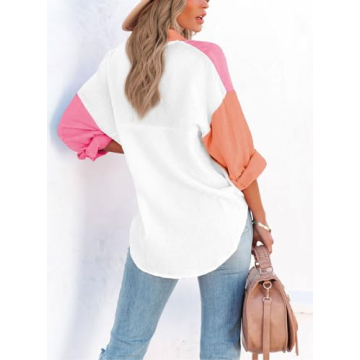 ARTFREE Women's Color Block Button Up Shirt - Stylish Comfort!