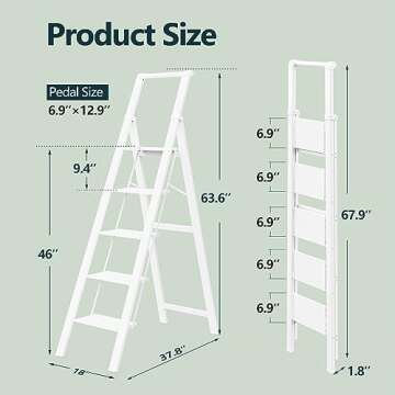 WOA WOA Lightweight 5 Step Ladder - Foldable & Safe