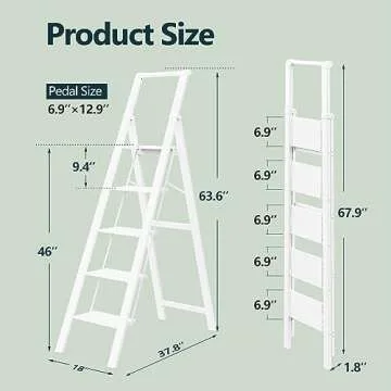 WOA WOA Lightweight 5 Step Ladder - Foldable & Safe
