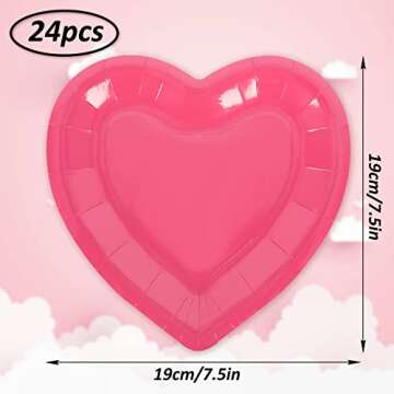 Whaline Valentine Paper Plates 7.5 Inch Heart Shaped Disposable Plates Red Pink Heart Decorative Tab...