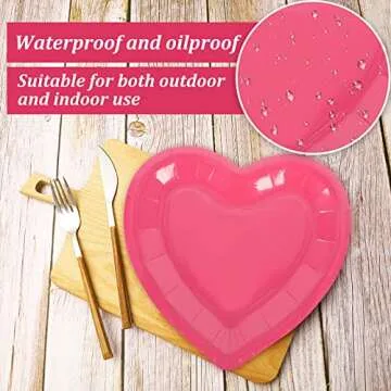 Whaline Valentine Paper Plates 7.5 Inch Heart Shaped Disposable Plates Red Pink Heart Decorative Tableware for Valentine Anniversary Birthday Wedding Party Supplies, 24Pcs