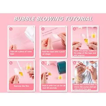 40 Pcs Nano Bubble Tape Kit with Balloon Inflator, Double Sided Tape Plastic Bubbles Balloon, Elastic Nano Bubble Tape DIY Craft Kit for Girls, Boys, Kids Party Favors and Novelty Toys