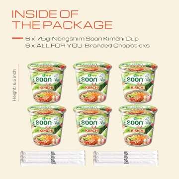 Ramen Noodles - Soon Ramyun Kimchi Vegan Cup - 6 pack - Spicy Ramen Noodles Soup Asian Korean Food w...