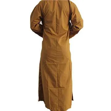 ZUODOOKU Long Cotton Kung Fu Shaolin Monk Robe Lay Master Zen Buddhist Meditation Gown XL