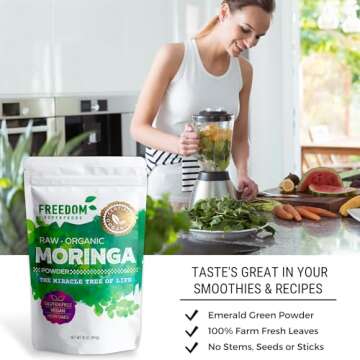 Raw Organic Moringa Powder - Pure Leaves from The Moringa Oleifera Tree in India - Nutrient-Rich Superfood for Tea, Smoothies & Vegetable Protein - Gluten-Free, Keto, Vegan, & Non-GMO - 1lb/ 16oz