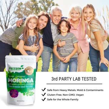 Raw Organic Moringa Powder - Pure Leaves from The Moringa Oleifera Tree in India - Nutrient-Rich Superfood for Tea, Smoothies & Vegetable Protein - Gluten-Free, Keto, Vegan, & Non-GMO - 1lb/ 16oz