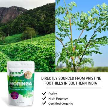 Raw Organic Moringa Powder - Pure Leaves from The Moringa Oleifera Tree in India - Nutrient-Rich Superfood for Tea, Smoothies & Vegetable Protein - Gluten-Free, Keto, Vegan, & Non-GMO - 1lb/ 16oz