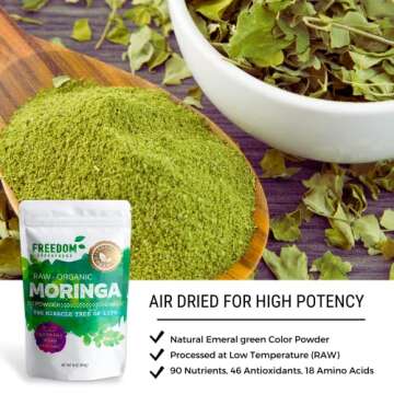 Raw Organic Moringa Powder - Pure Leaves from The Moringa Oleifera Tree in India - Nutrient-Rich Superfood for Tea, Smoothies & Vegetable Protein - Gluten-Free, Keto, Vegan, & Non-GMO - 1lb/ 16oz