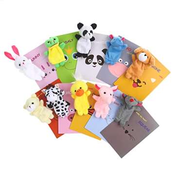 BILLMOSS Valentines Day Gifts for Kids - 20 Pack Valentines Cards with Finger Puppets Plush Animal T...
