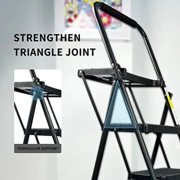 WNOEY 3 Step Ladder with Tray for Easy Access and Safety