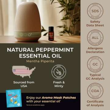 Gya Labs Peppermint Essential Oil for Diffuser & Hair - Natural Peppermint Mint Oil for Skin Face Body Self-Care - Cooling Minty Scent for Aromatherapy & Candle Making - 100% Natural (0.34 Fl Oz)