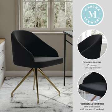 Martha Stewart Sora Velvet Swivel Task Chair for Home Office