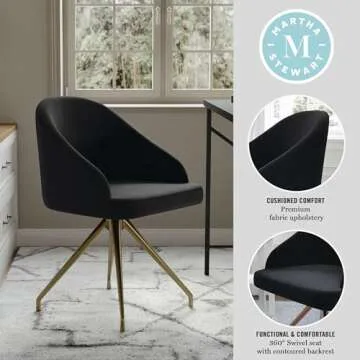 Martha Stewart Sora Velvet Swivel Task Chair for Home Office