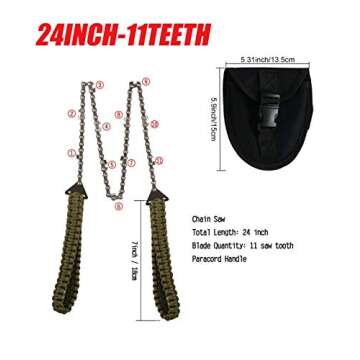 Pocket Chainsaw with Paracord Handle Emergency Outdoor Survival Gear Folding Chain Hand Saw with Car...