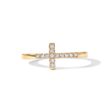 Stylish PAVOI Gold Plated CZ Cross Ring for Women