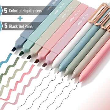 Mr. Pen Aesthetic Highlighters and Gel Pens Set - 10 Pack in Pastel Colors
