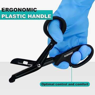 Trauma Shears - Medical Scissors Bandage Scissors for Nurses, 7.5" Fluoride Coated Non-stick Blades Stainless Steel Nursing scissors for Doctor, Nurses, Nursing Students,EMT,EMS,First Aid - Black