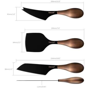 Hecef Cheese Knife Set of 3 - Bronze Grain Multipurpose Cheese Knife Set