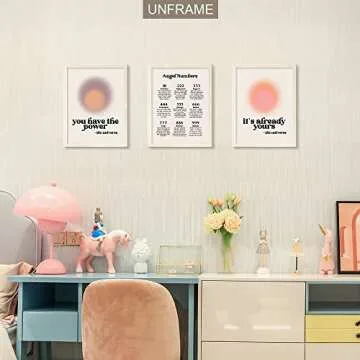 ADILAIDUN 3 Pieces Angel Number Posters for Room Aesthetic Aura Poster Spiritual Vibrant Affirmation Wall Art Energy Number Manifestation Gradient Art Trendy Decor Colorful Print 12x16in Unframed