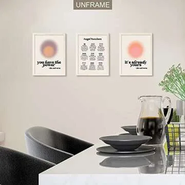 ADILAIDUN 3 Pieces Angel Number Posters for Room Aesthetic Aura Poster Spiritual Vibrant Affirmation Wall Art Energy Number Manifestation Gradient Art Trendy Decor Colorful Print 12x16in Unframed