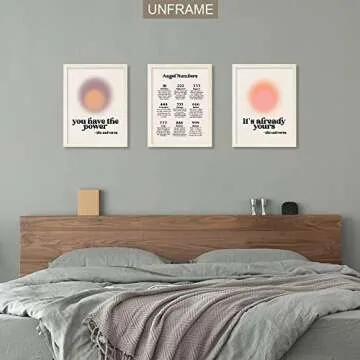 ADILAIDUN 3 Pieces Angel Number Posters for Room Aesthetic Aura Poster Spiritual Vibrant Affirmation Wall Art Energy Number Manifestation Gradient Art Trendy Decor Colorful Print 12x16in Unframed