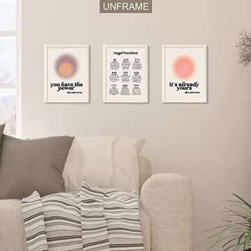 ADILAIDUN 3 Pieces Angel Number Posters for Room Aesthetic Aura Poster Spiritual Vibrant Affirmation Wall Art Energy Number Manifestation Gradient Art Trendy Decor Colorful Print 12x16in Unframed
