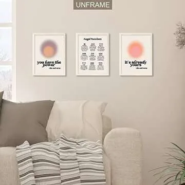 ADILAIDUN 3 Pieces Angel Number Posters for Room Aesthetic Aura Poster Spiritual Vibrant Affirmation Wall Art Energy Number Manifestation Gradient Art Trendy Decor Colorful Print 12x16in Unframed