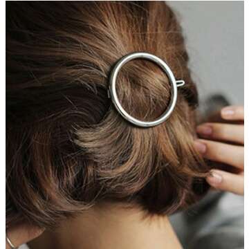 BeautyMood 6pcs Minimalist Dainty Gold Silver Hollow Geometric Metal Hairpin Hair Clip Clamps,Circle, Triangle and Moon