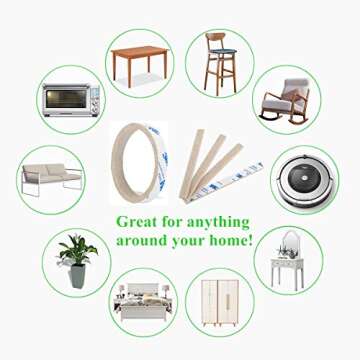 Furniture Felt Pads Strips 20pcs Pack 1/2 x 6 Inches Self Adhesive Beige Furniture Pads Anti Scratch Felt Pads Heavy Duty 3mm Floor Protector for Chair Feet for Hardwood Floor