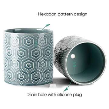 Greenaholics Ceramic Flower Pots Set - 6 & 5 Inch Planters