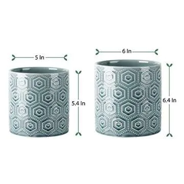 Greenaholics Ceramic Flower Pots Set - 6 & 5 Inch Planters
